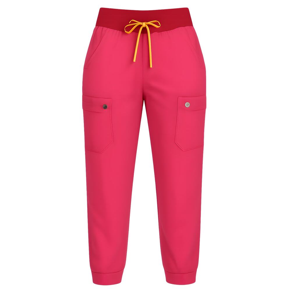 FIGS Yola High Waisted Scrub Pants XXS Petite Hot Pink HTP Yoga Waist W23SW2019